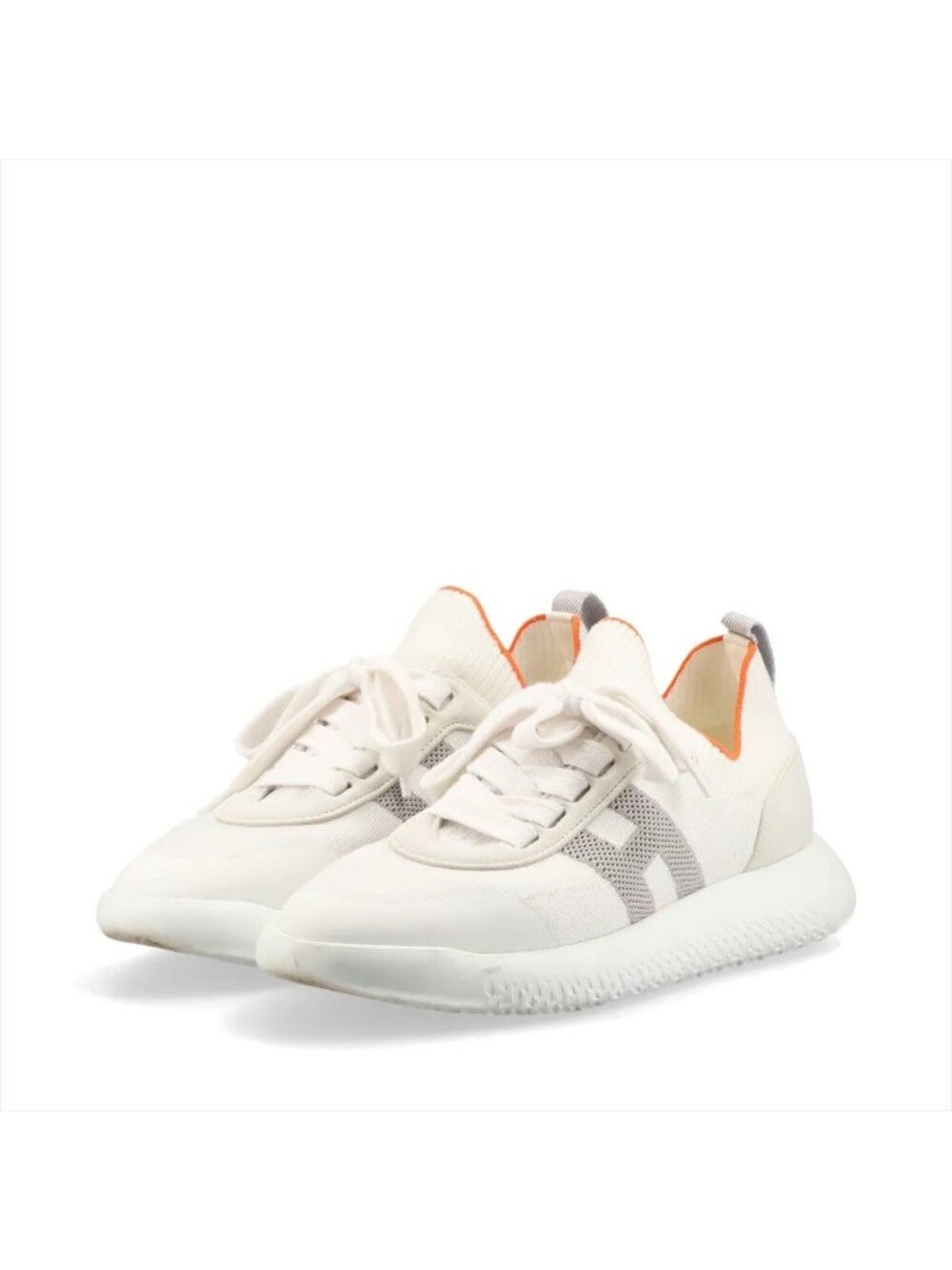 Hermes Crew Knit Sneakers Low Cut Lace-up Flat Shoes